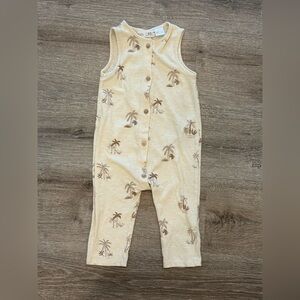 ZARA 9-12 Beige Palm Tree Print Baby Romper